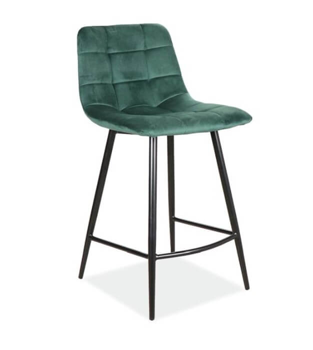 Полубарный стул MILA H-2 VELVET (зеленый/черный мат)