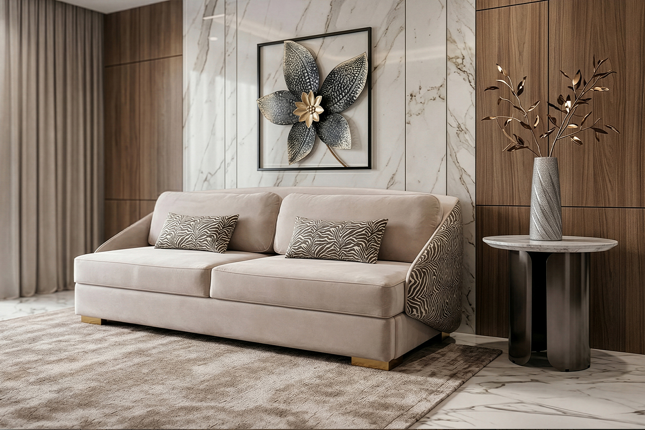 Диван Палаццо(Palazzo) 240М трехм. раскладной бежевый/принт Colt002+Ana-Beg 240*105*95см