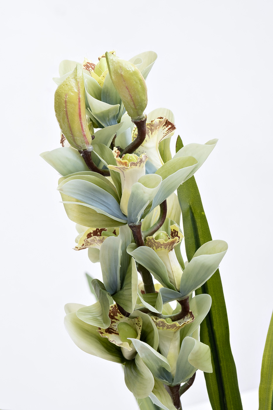 29BJ-911-33 Орхидея Цимбидиум (Cymbidium) искусств. лаймовая в горшке h110 см
