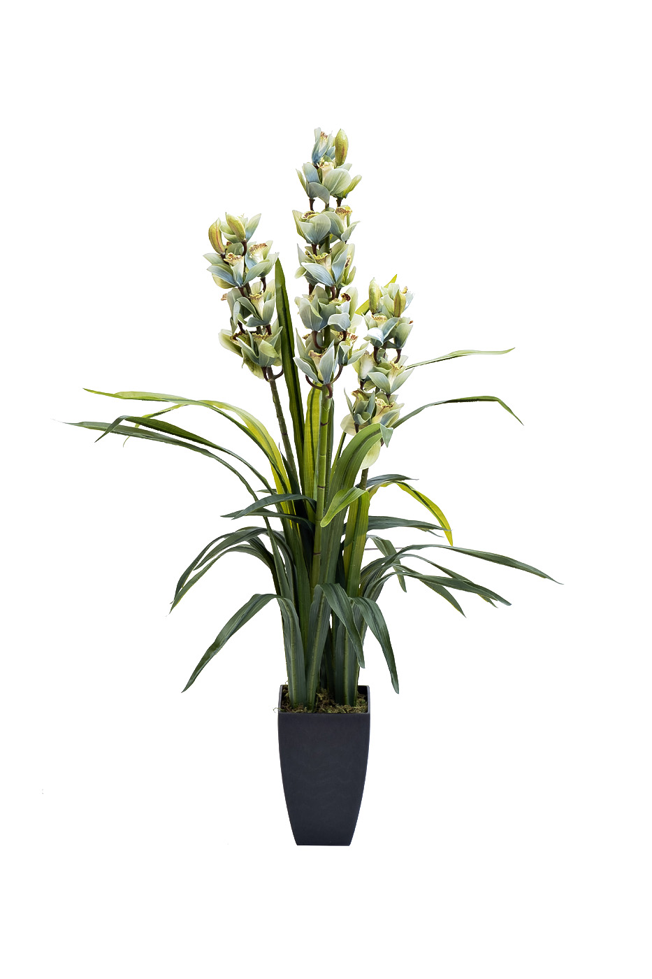 29BJ-911-33 Орхидея Цимбидиум (Cymbidium) искусств. лаймовая в горшке h110 см
