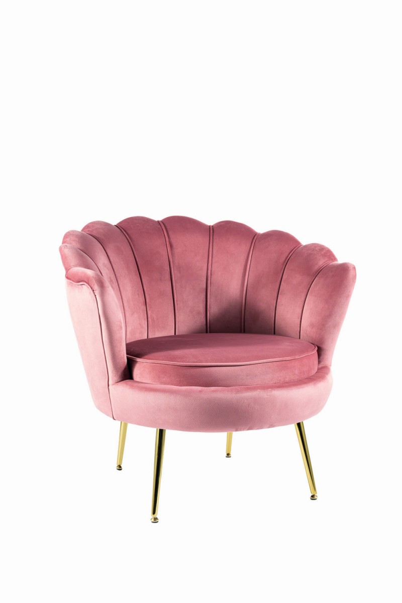 Кресло  CAMELLIA Velvet Bluvel 52 (античный розовый/золотой)