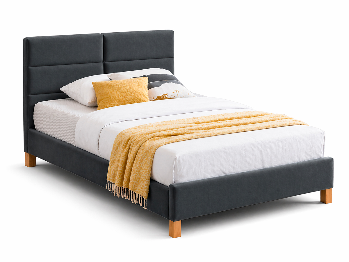Кровать SIERRA VELVET TAP.150 (серый/дуб) 120/200