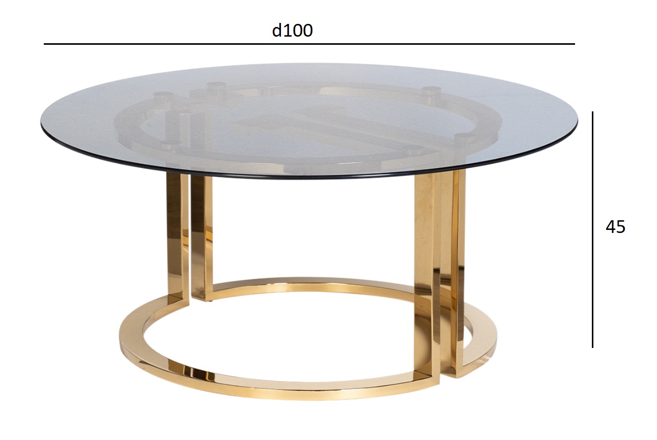 47ED-GDCT002 Стол журнальный ГардаДекор (GardaDecor) темн.стекло/зол d100*45