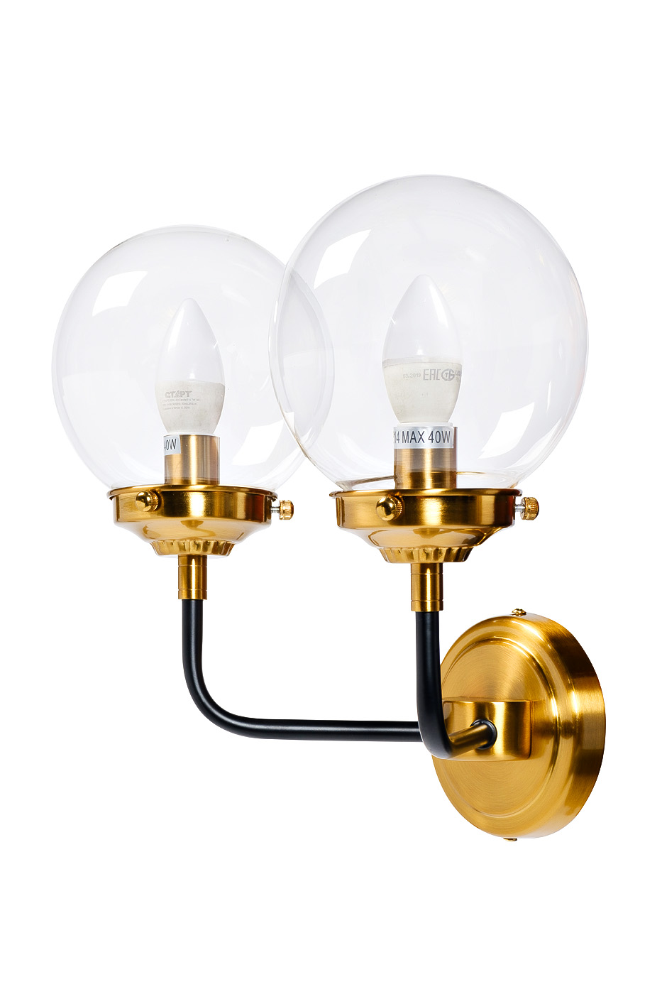 K2KG0521W-2 Бра Сфера (Simple) M латунь, стекло прозр. 32*23*h32 см