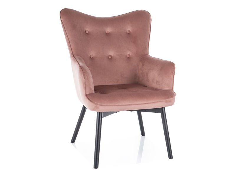 Кресло  CARMEN Velvet Bluvel 52 античный розовый/черный мат
