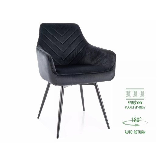 Стул SERVIO Velvet Bluvel 19 черный/черный, поворотный