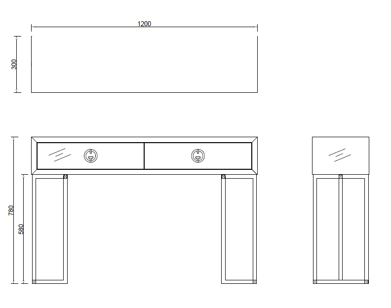 KFG16702 Консоль GD 2 ящика белая 120*30*78см