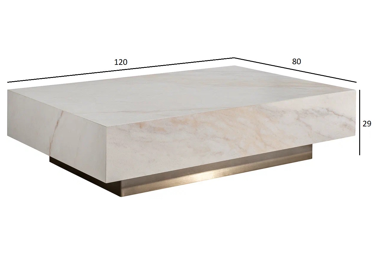 57EL-93601 Стол журнальный АГАТ (AGATE) светлый керамический 120*80*29см