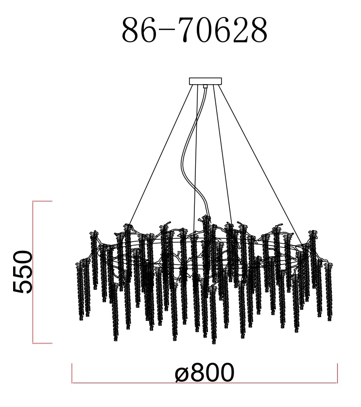 86-70628 Люстра d.80*45см, металл цвет серебро