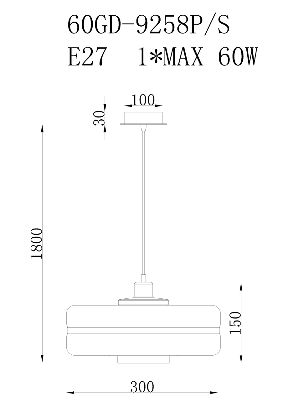 60GD-9258P/S Лампа потолочная d30см h180см
