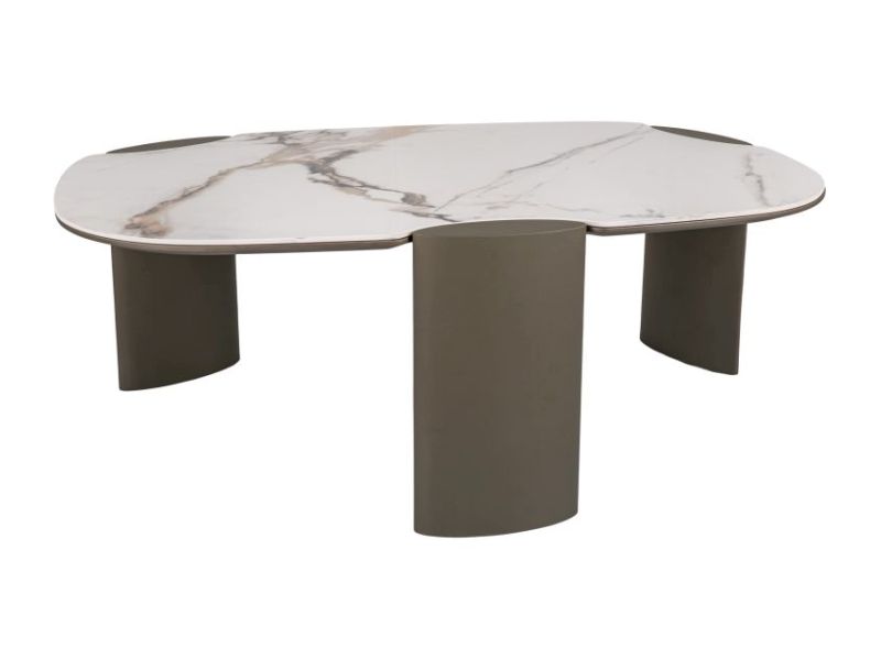 Стол журнальный ADORO B Ceramic белый Amber Bianco/медный 105/65
