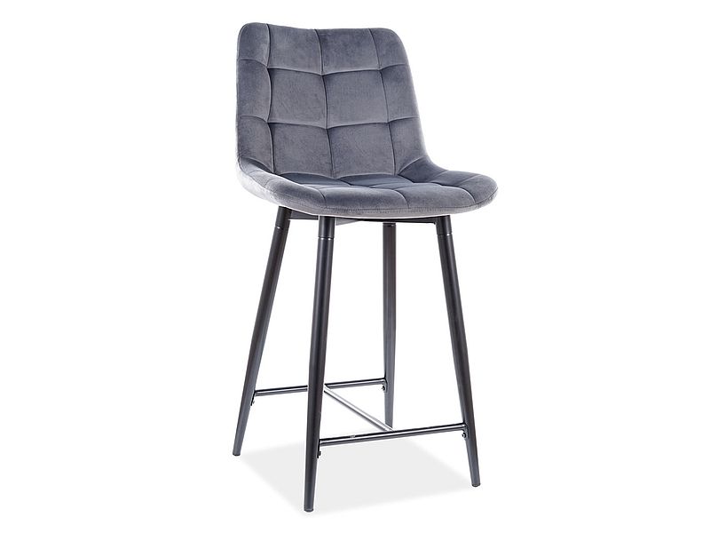 Стул барный CHIC H-2 Velvet Bluvel 14 серый/черный