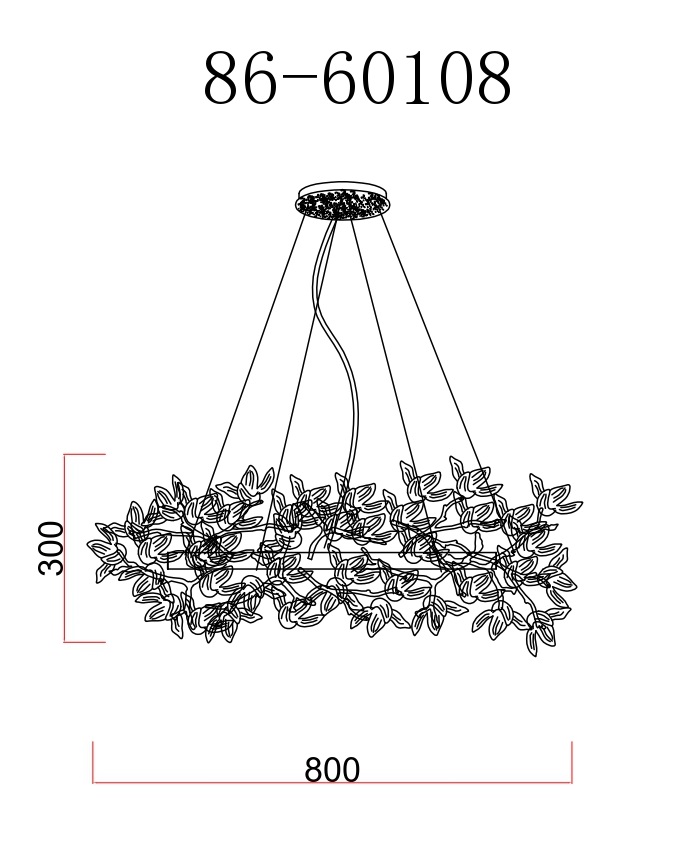 86-60108 Люстра Флора (Flora) d.80*45 см, металл цвет золото