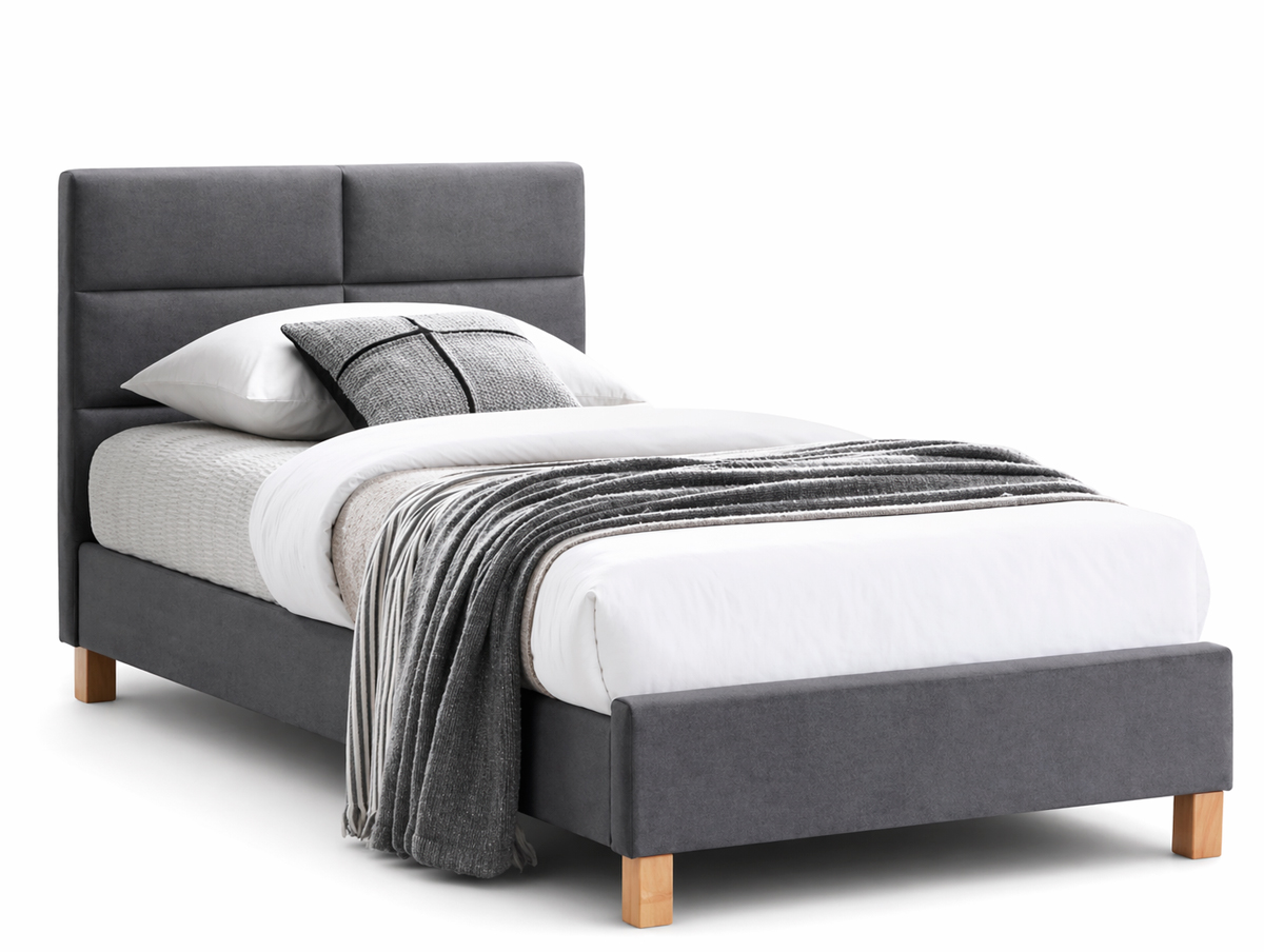 Кровать SIERRA Velvet tap. 150 серый/дуб, 90/200