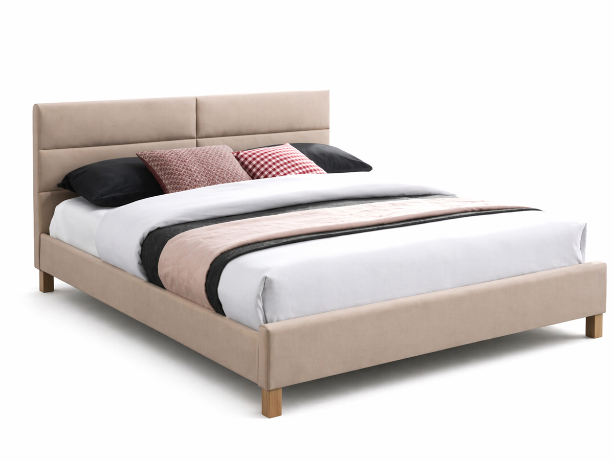 Кровать SIERRA Velvet Bluvel 28 бежевый/дуб 160/200