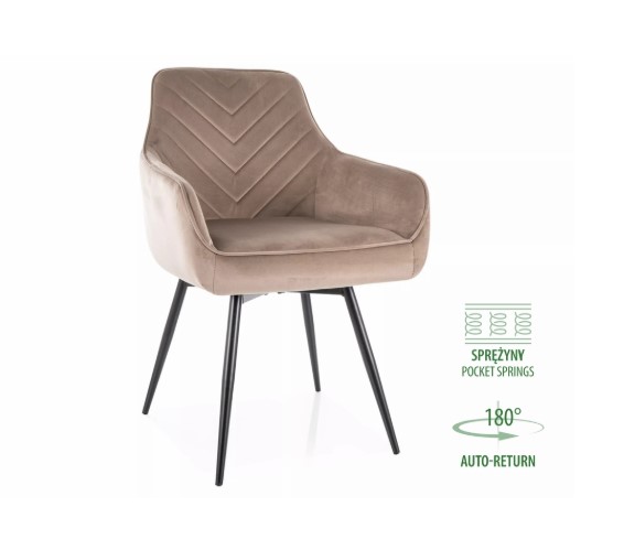 Стул SERVIO Velvet Bluvel 40 темно-бежевый/черный, поворотный