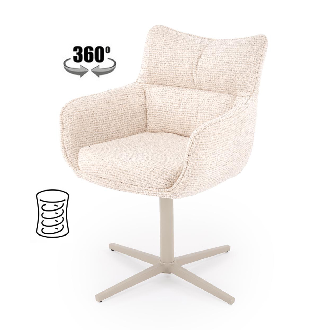 Стул K614 CS бежевый/кашемир, поворотный