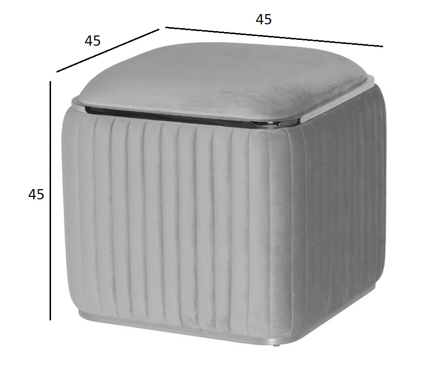 102AN-PUF-1300-SER Пуф Glarus, велюр серый 45*45*45 см