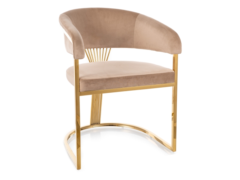 Стул CROWN Velvet Bluvel 28 бежевый/золотой