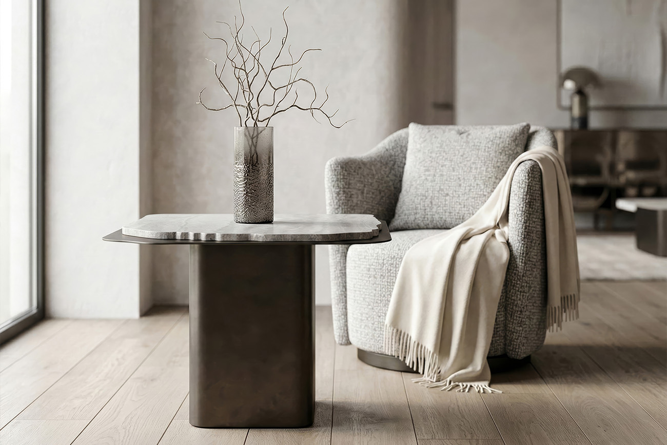 58DB-04056 Стол журнальный Травертин (Travertine) 60*60*48см