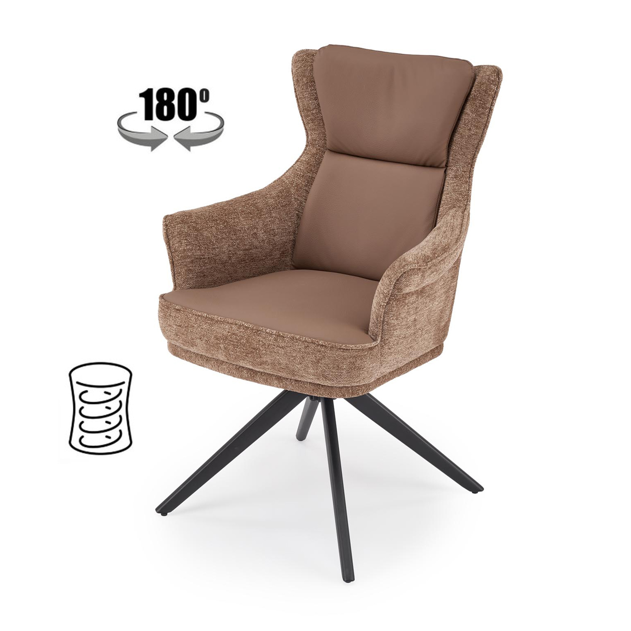 Стул K611 коричневый/черный, поворотный