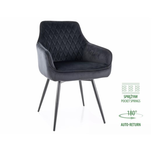Стул MARLO Velvet Bluvel 19 черный/черный, поворотный