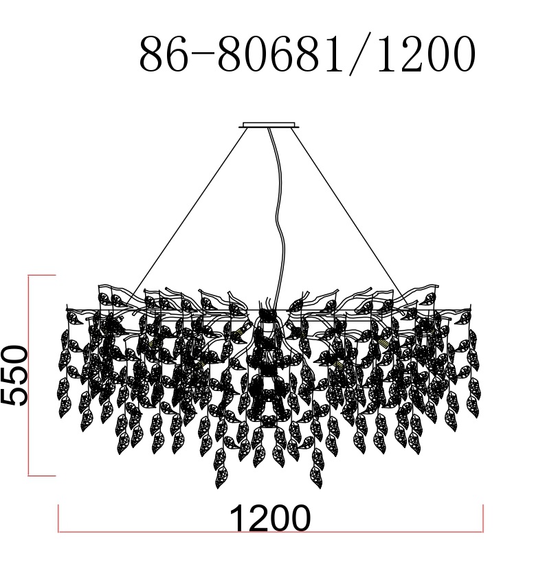 86-80681 Люстра d.120*45 см, металл цвет золото