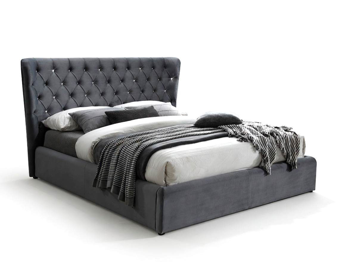 Кровать CARVEN Velvet Bluvel 14 серый 160/200