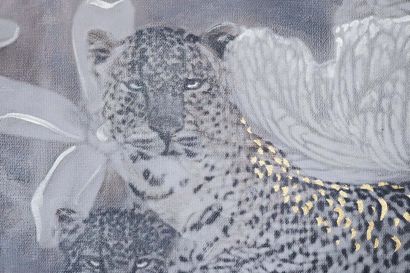 89VOR-AFRICA LEOPARD  Холст "Африка леопард" 100*100 см, багет золото, зол.поталь