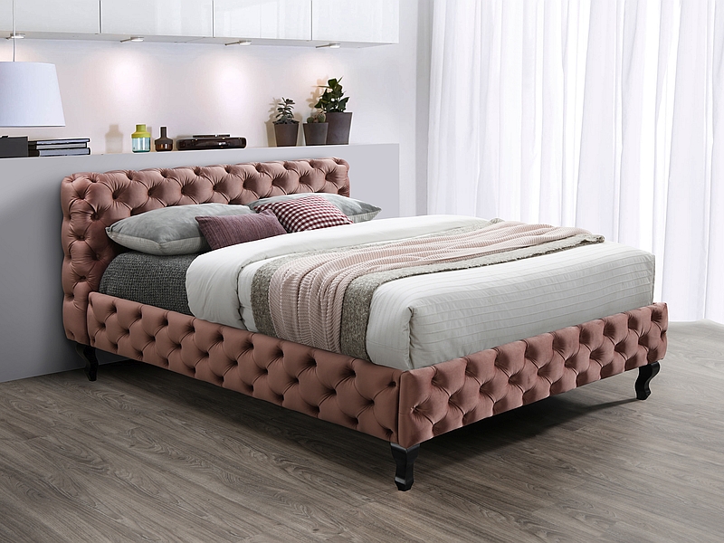 Кровать HERRERA VELVET BLUVEL 52 (античный розовый/венге) 160/200