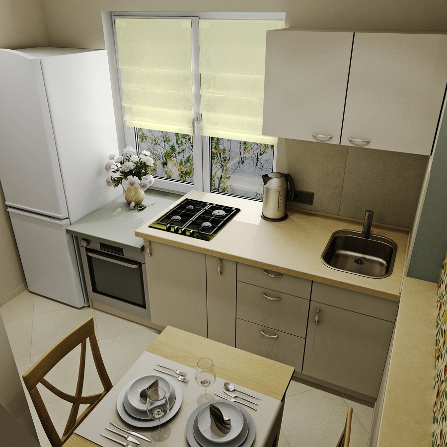 варианты кухни для маленькой кухни с окном