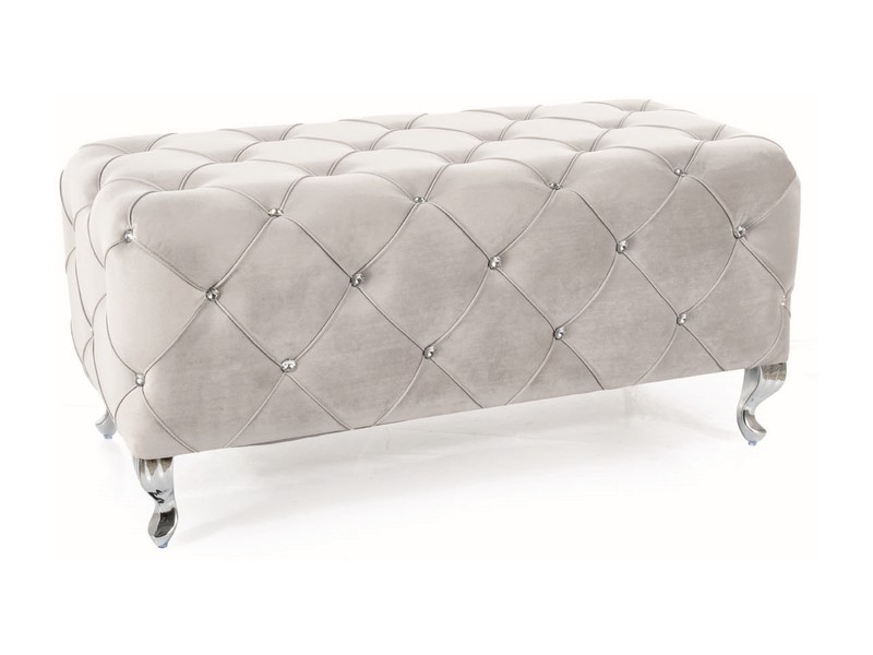 Пуф HESTIA Velvet Bluvel 03 светло-серый/серебряный
