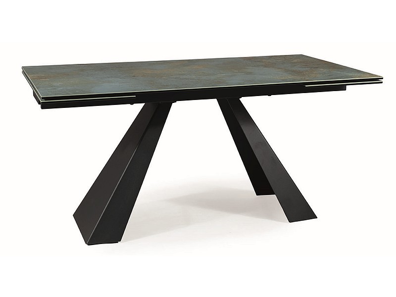 Стол обеденный SALVADORE Ceramic Ossido Verde бирюзовый/черный мат 160-240/90