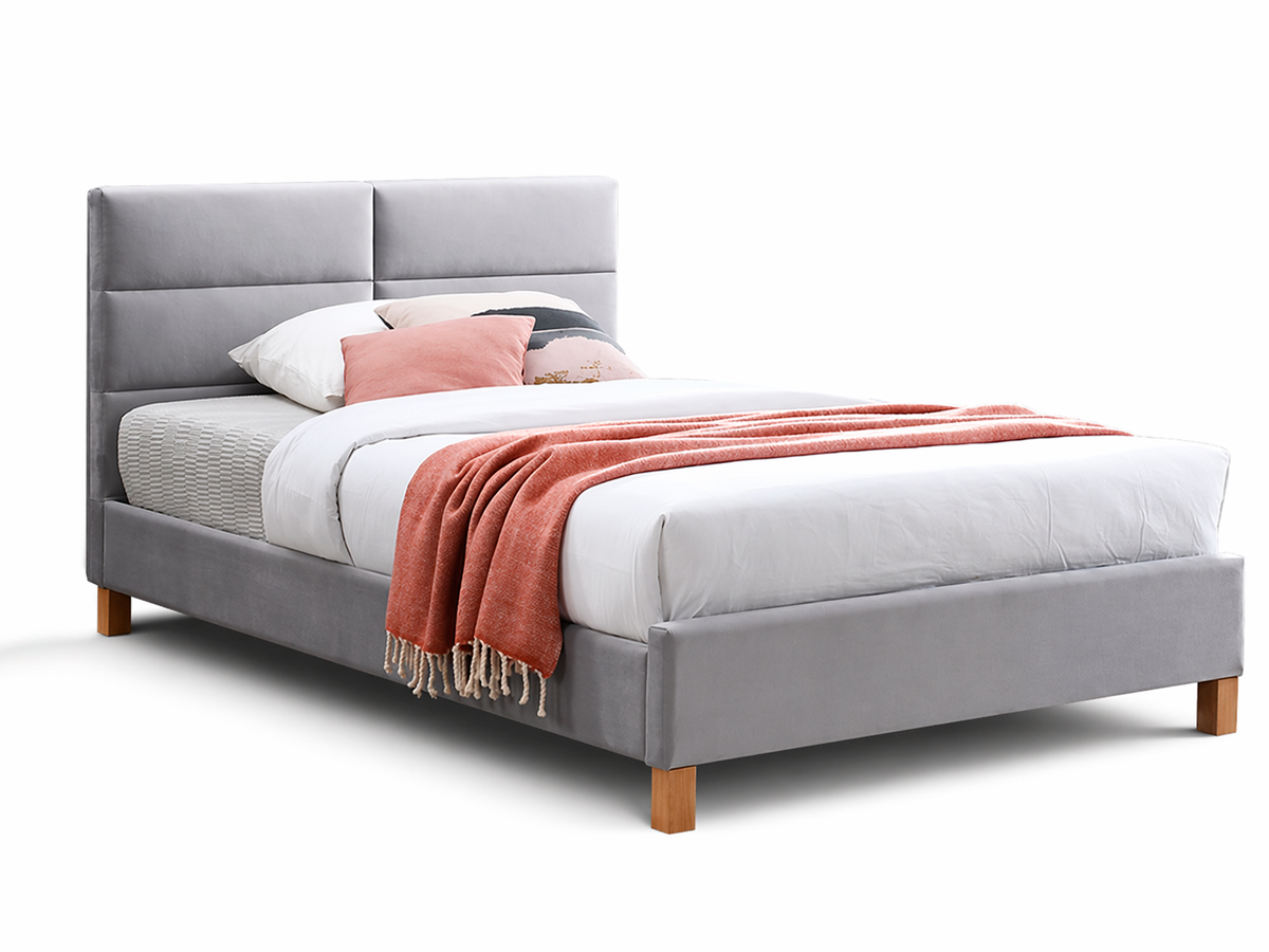 Кровать SIERRA Velvet Bluvel 03 светло-серый/дуб 120/200