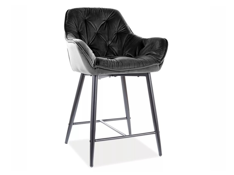 Стул барный CHERRY H-2 Velvet Bluvel 19 черный/черный мат