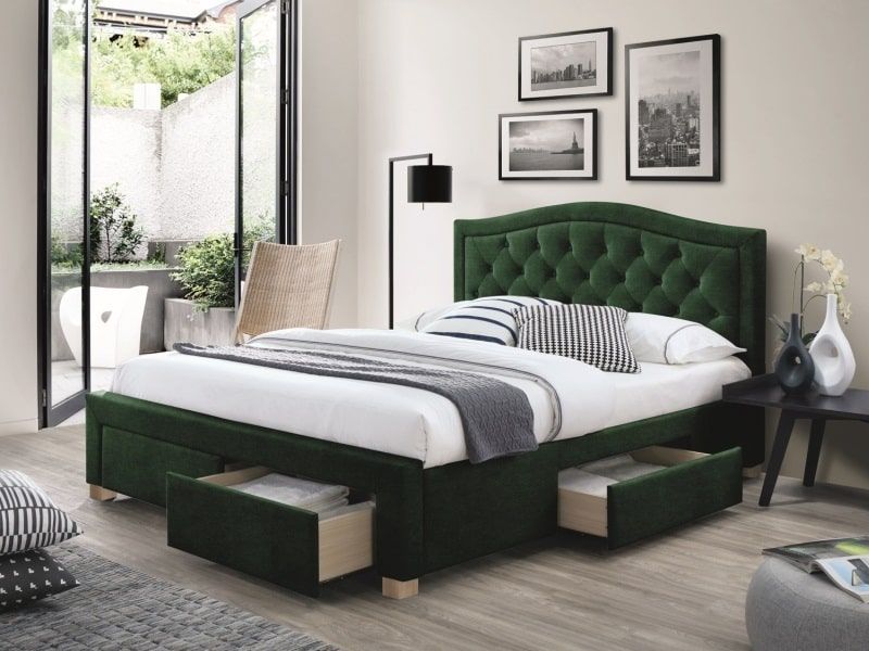 Кровать ELECTRA Velvet (зеленый) 160/200