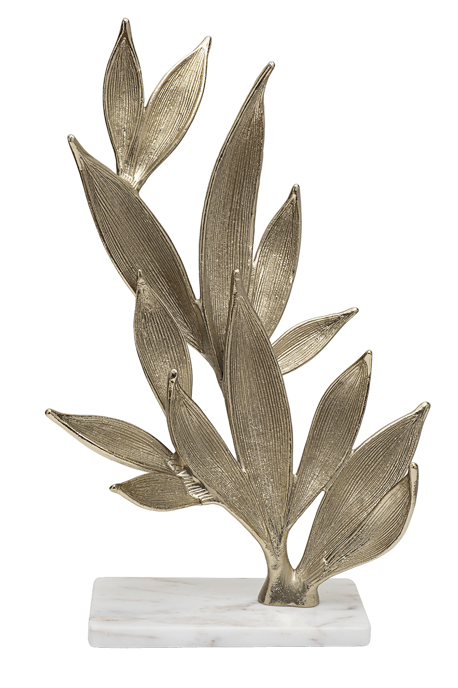 69-20073 Декор настольный "Флора (Flora)" зол.мет./мрам.бел 34*19.5*51см