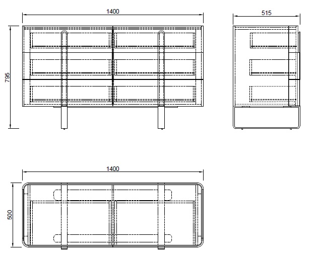 77IP-20861 Комод светлый с металл. каркасом 140*50*85см