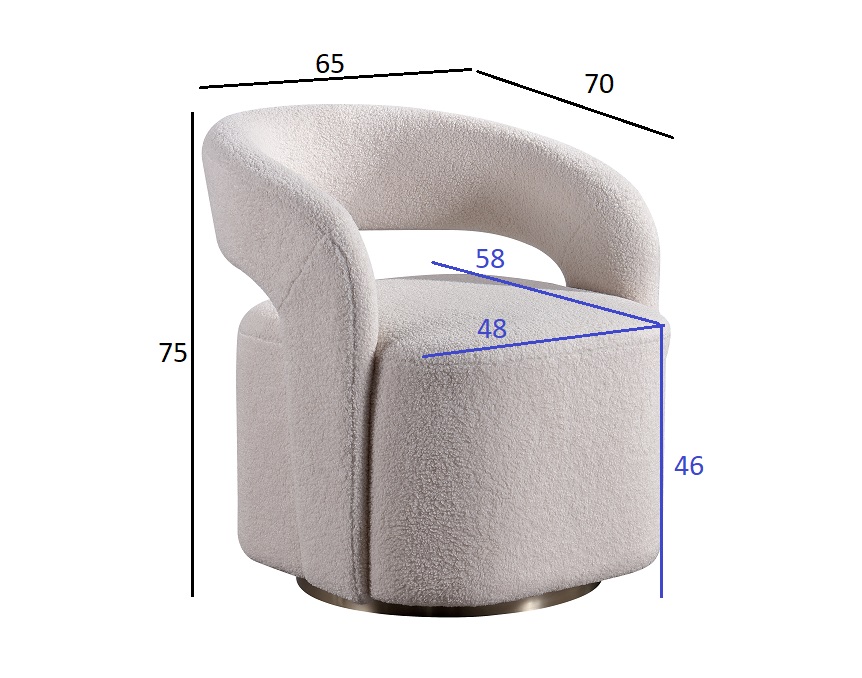 76AR-73960 Кресло поворотное Тедди (Teddy) белое 65*70*75см
