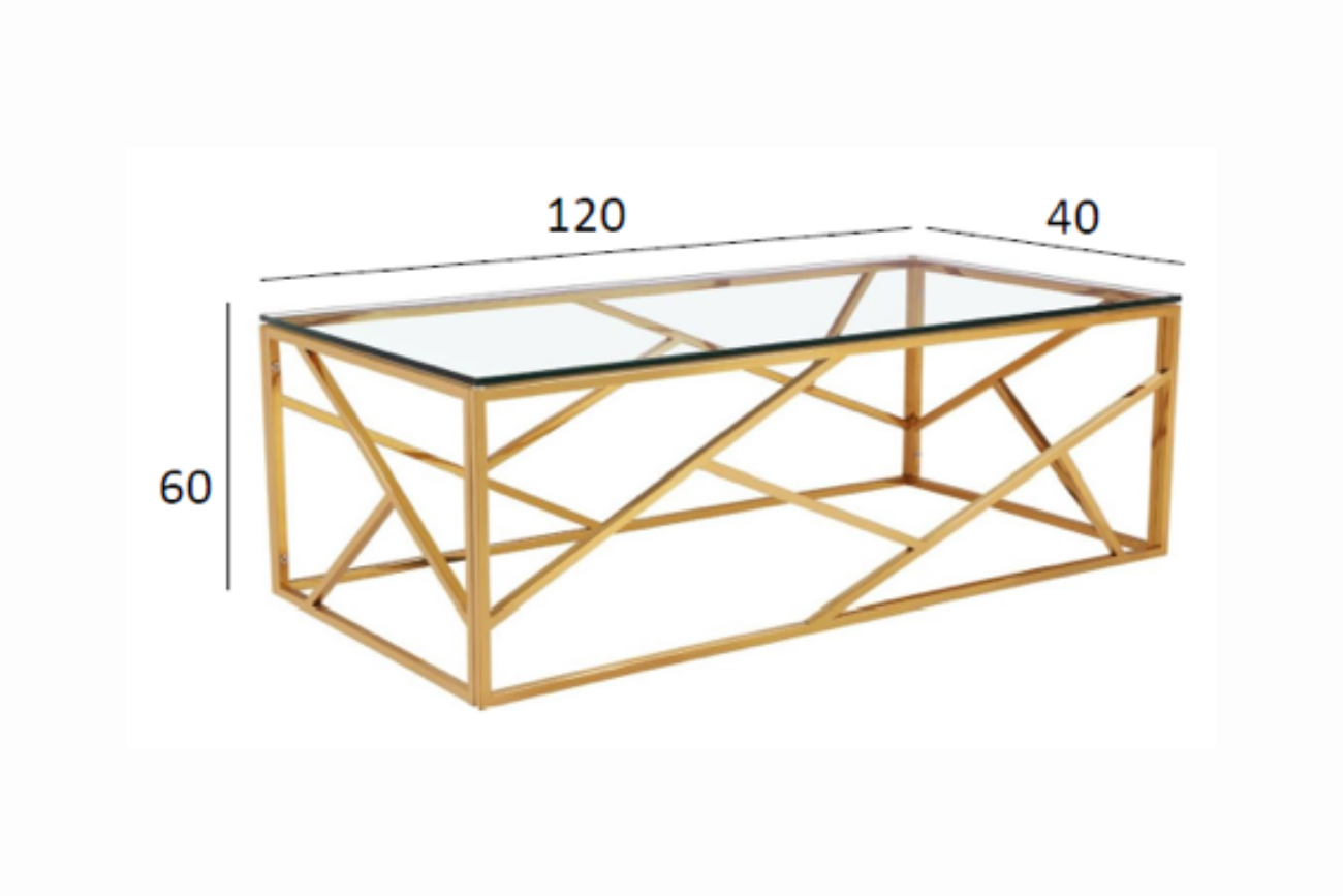 GY-CT2051214GOLD Стол журнальный прозр.стекло/золото 60*120*40см