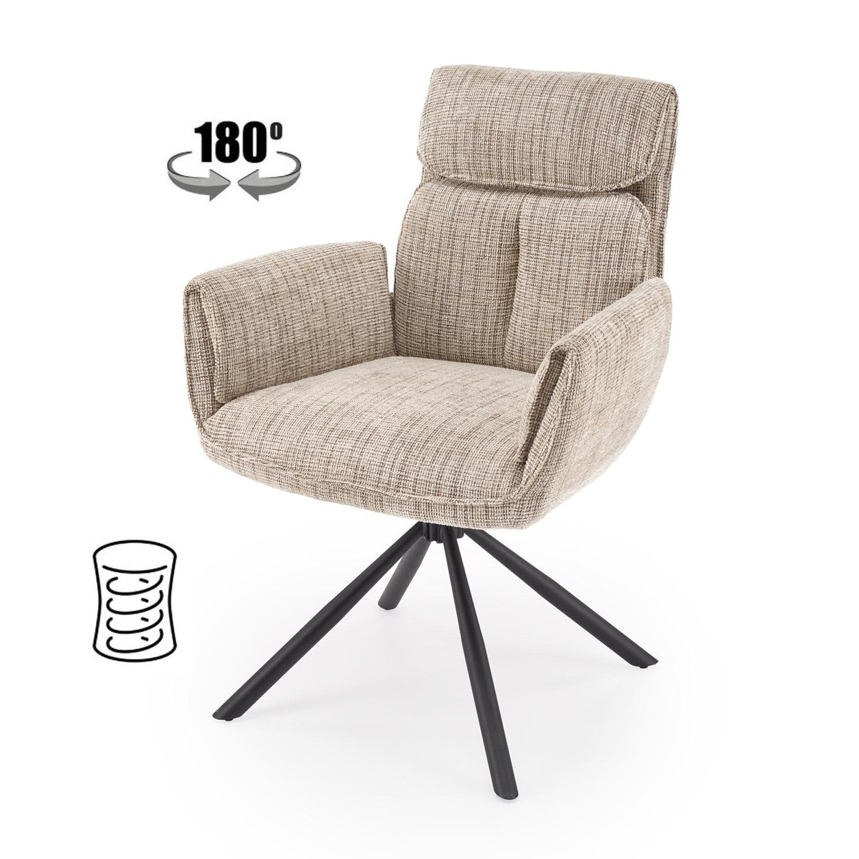 Стул K596 бежевый/черный, поворотный