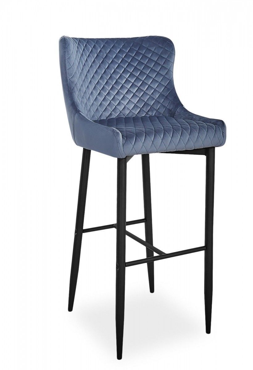 Барный стул COLIN B VELVET H-1 (серый/черный мат)