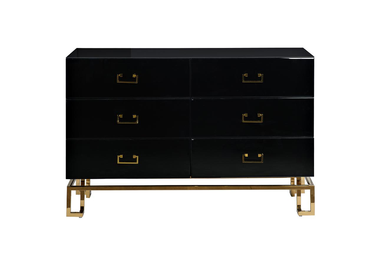KFG057 Комод черный 6 ящиков 120*42*82см