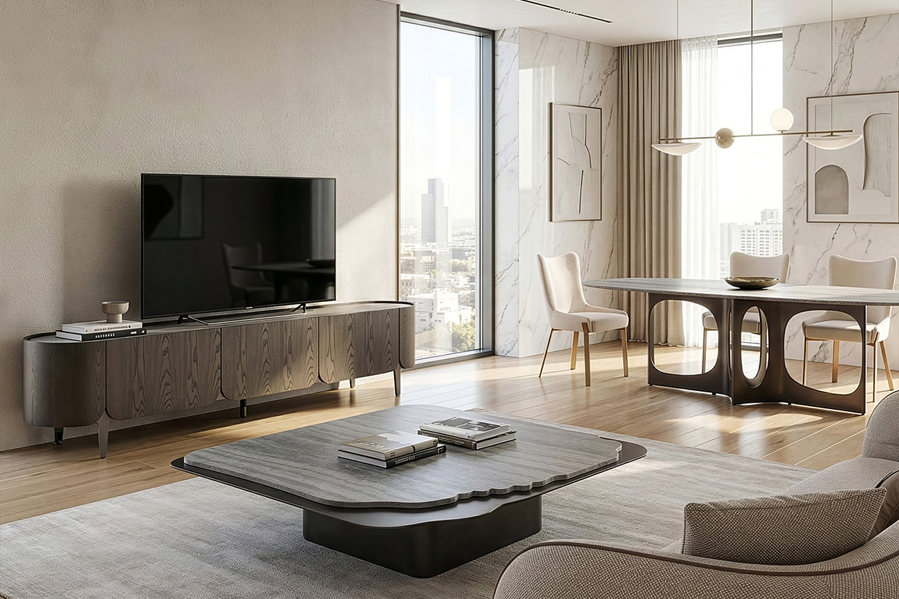 58DB-24230 Тумба под телевизор Травертин (Travertine) 220*42*52,5см