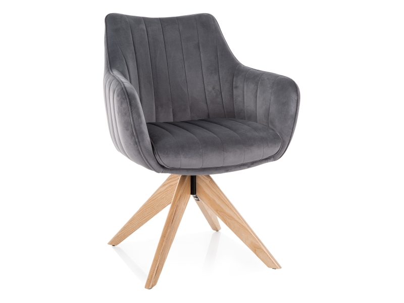 Стул кухонный AZALIA D Velvet Bluvel 14 поворотный (серый/дуб)