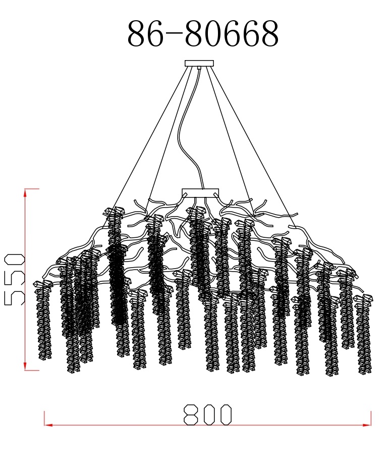 86-80668 Люстра d.80*45 см, металл цвет золото