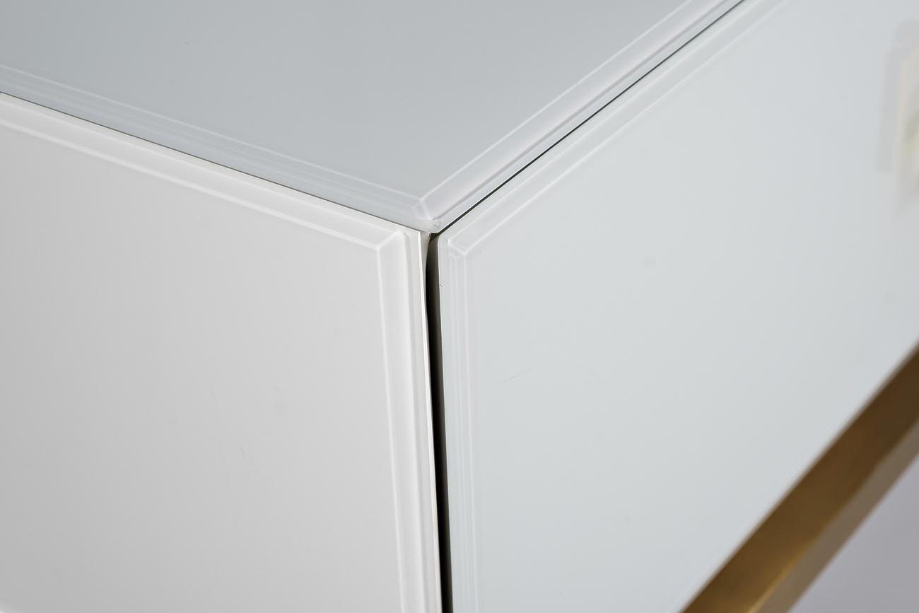 KFG070 Консоль 2 ящика белая/золото 120*42*77см