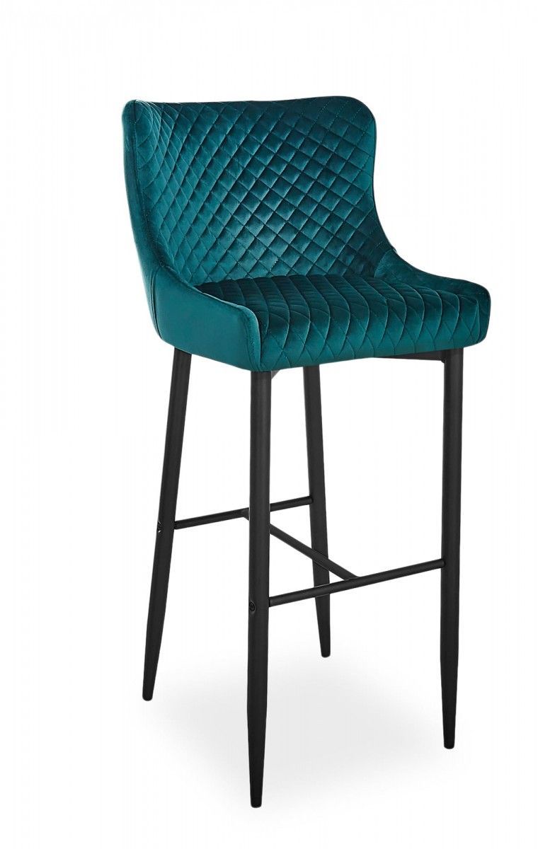 Барный стул COLIN B VELVET H-1 (зеленый/черный мат)