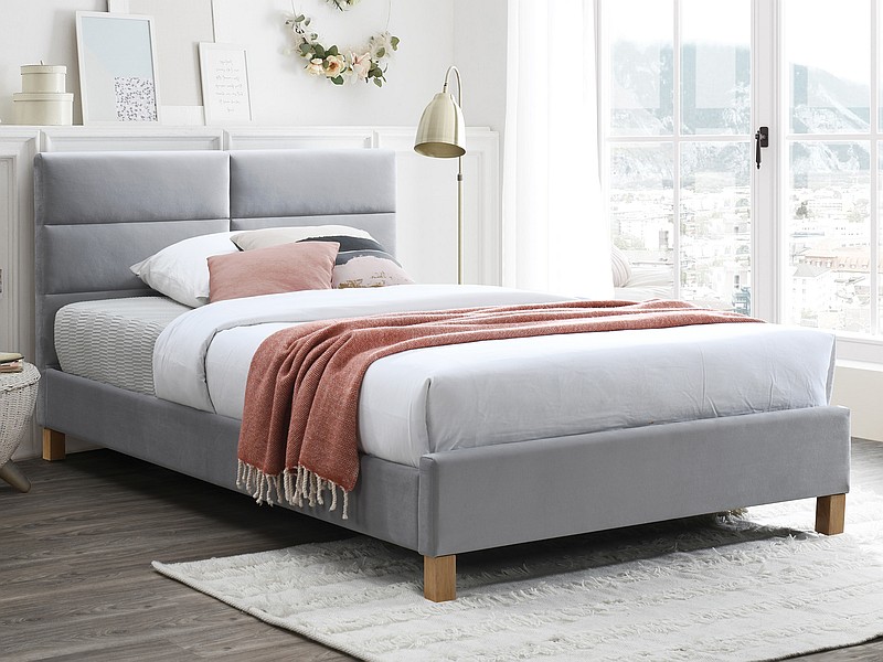 Кровать SIERRA Velvet tap. 150 (серый/дуб) 140/200