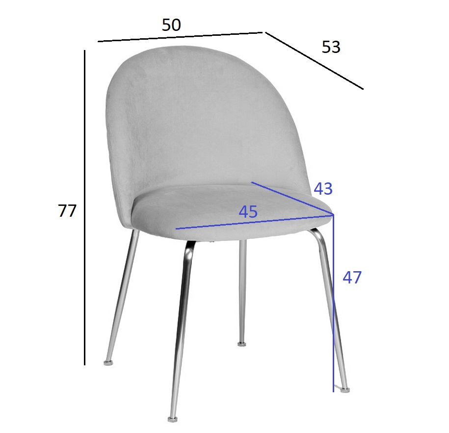 30C-30177 Стул велюр хаки, мет.ножки 50*53*77см